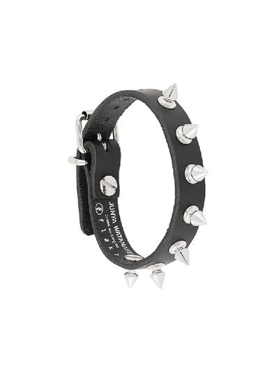Shop Junya Watanabe Spike-stud Leather Bracelet In Black