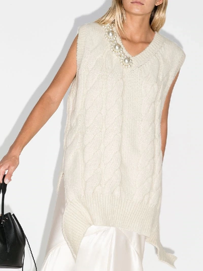 Shop Simone Rocha Cable-knit Vest In White