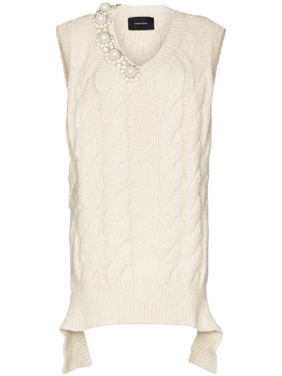 Shop Simone Rocha Cable-knit Vest In White