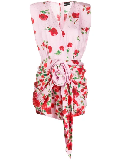 Shop Magda Butrym Ruched Floral Print Dress In Pink
