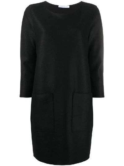 Shop Harris Wharf London Long-sleeve Shift Dress In Black