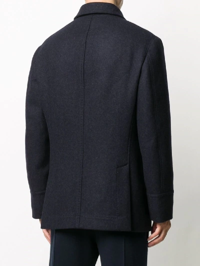 Shop Brunello Cucinelli Fitted Double-breasted Coat In Blue