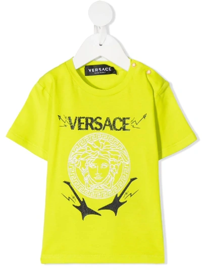 Shop Young Versace Medusa Head T-shirt In Yellow