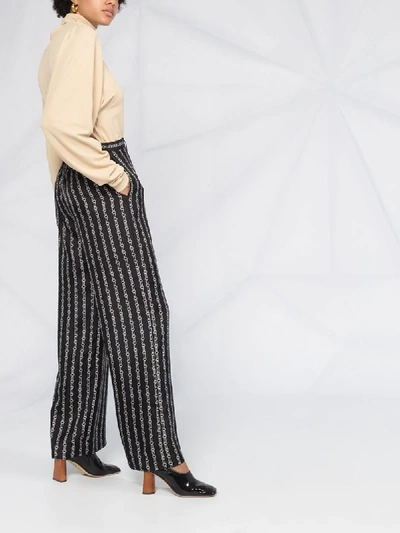 Shop Theory Chain Print Wide-leg Trousers In Black