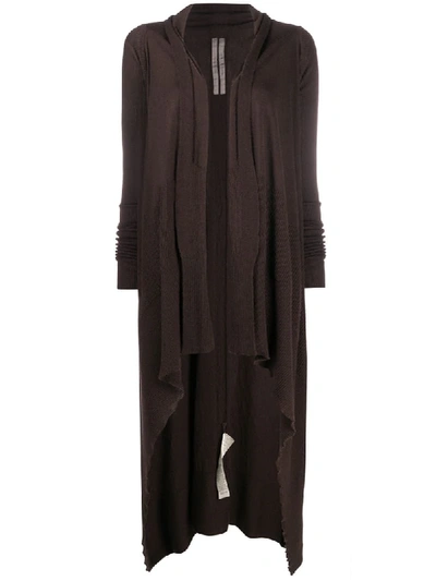 Shop Rick Owens Cashmere Draped Asymmetric Cardigan In Brown