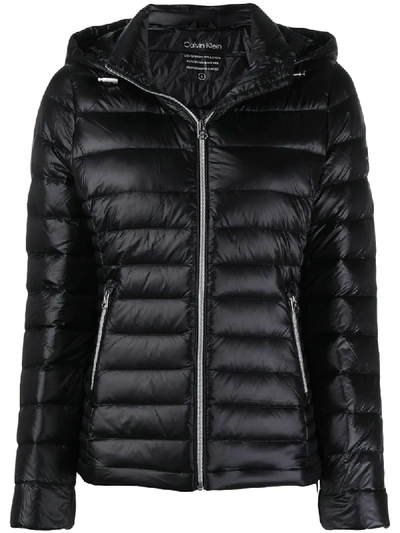 Shop Calvin Klein Hooded Puffer Jacket In Black