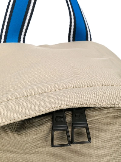 Shop Tommy Hilfiger Logo Print Zipped Backpack In Neutrals