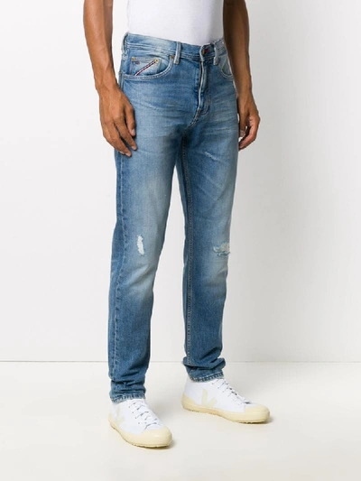 Shop Tommy Hilfiger Stonewashed Straight-fit Jeans In Blue