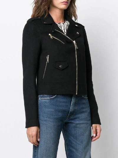 Shop Michael Michael Kors Zipped Biker Jacket In Black