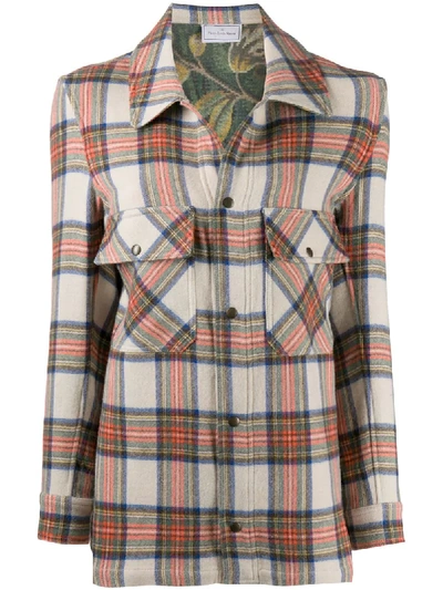 Shop Pierre-louis Mascia Tartan-pattern Wool Shirt Jacket In Neutrals