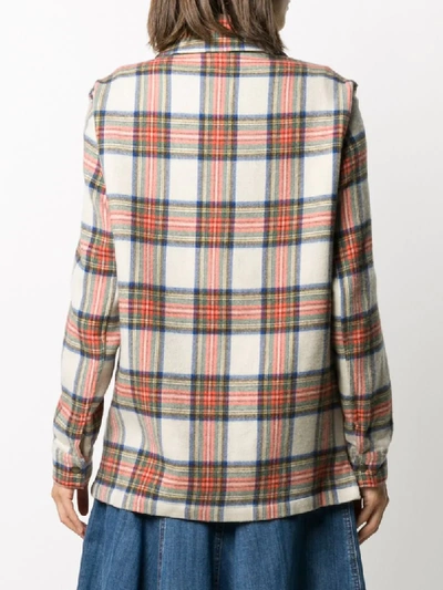 Shop Pierre-louis Mascia Tartan-pattern Wool Shirt Jacket In Neutrals