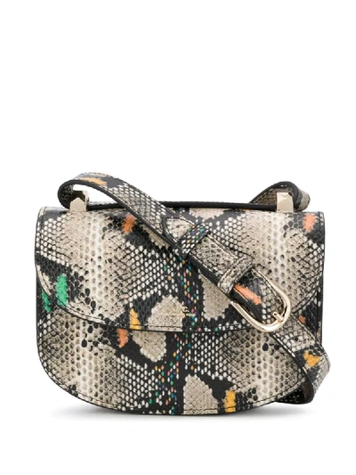 Shop Apc Snakeskin Effect Foldover Top Satchel Bag In Neutrals