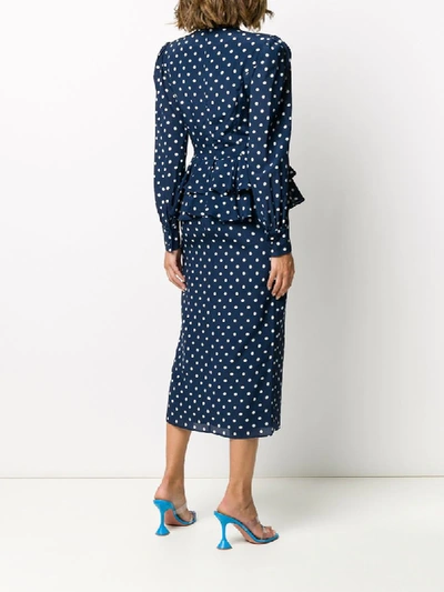 Shop Alessandra Rich Polka-dot Print Dress In Blue