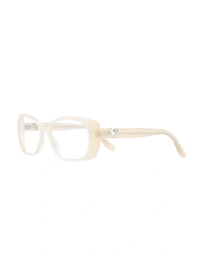 Pre-owned Valentino Garavani 2000s Rectangular-frame Glasses In Neutrals