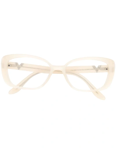 Pre-owned Valentino Garavani 2000s Rectangular-frame Glasses In Neutrals