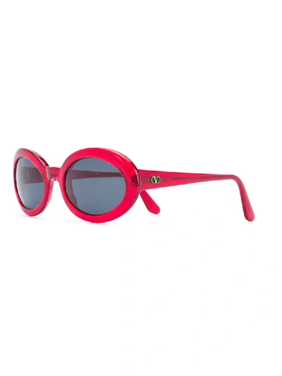 Pre-owned Valentino 1990s Oval-frame Sunglasses In Red