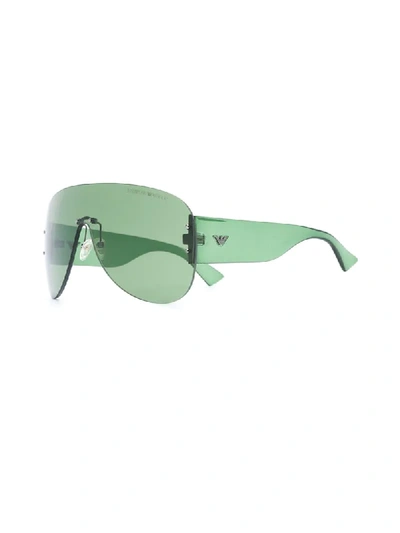 Pre-owned Giorgio Armani 护目镜式太阳眼镜 In Green