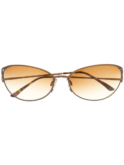 Pre-owned Prada 2000s Tortoiseshell Eye-cat Sunglasses In Yellow