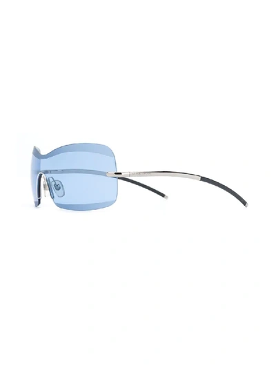 Pre-owned Giorgio Armani 超大框太阳眼镜 In Blue