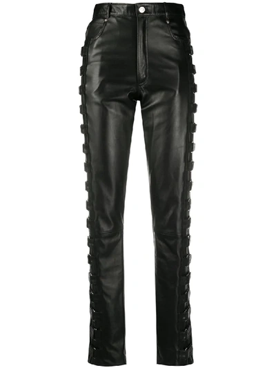 Shop Manokhi High-waisted Buckled Trousers In Black