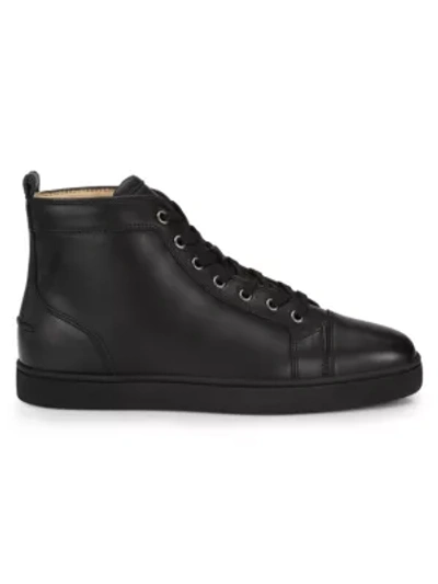 Shop Christian Louboutin Louis Leather High-top Sneakers In Black