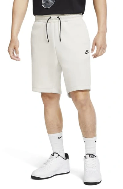 Shop Nike Sportswear Tech Fleece Shorts In Light Bone/ Black