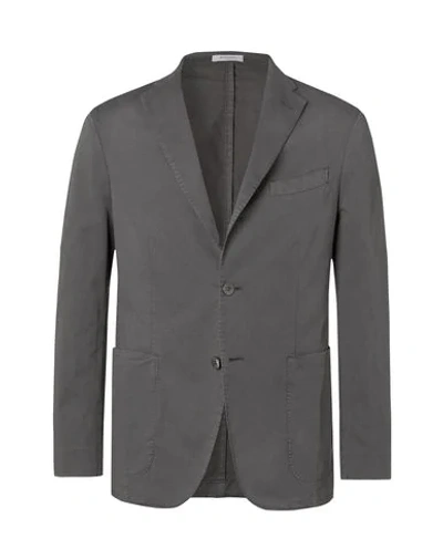 Shop Boglioli Man Suit Jacket Lead Size 40 Cotton, Elastane In Grey