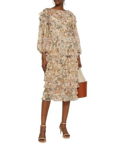 Shop Zimmermann 3/4 Length Dresses In Beige