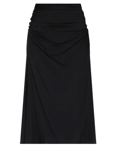 Shop Theory Woman Long Skirt Black Size 2 Silk, Elastane