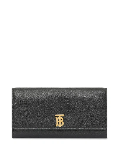 Shop Burberry Monogram Motif Grainy Leather Continental Wallet In Black