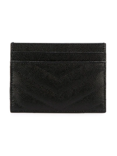 Shop Saint Laurent Monogram Leather Card Holder In Black