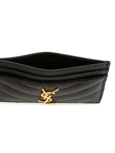 Shop Saint Laurent Monogram Leather Card Holder In Black