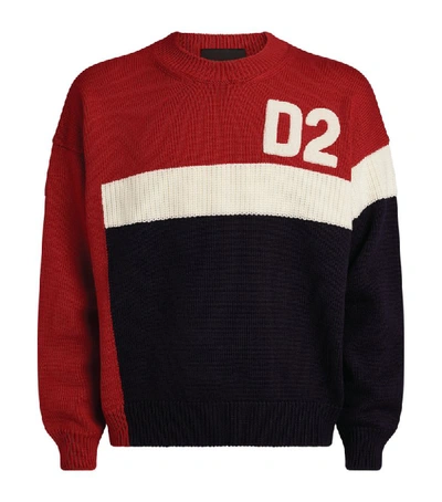 Shop Dsquared2 Colour-block Logo Knit Sweater