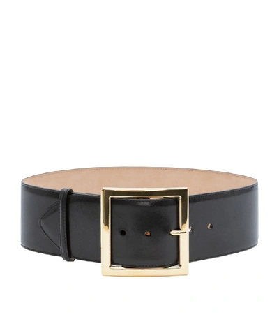 Shop Alexander Mcqueen Square Leather Belt In Black