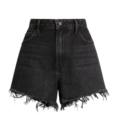 Shop Alexander Wang Frayed-edge Denim Shorts