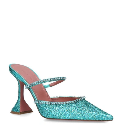 Shop Amina Muaddi Glitter Embellished Gilda Mules 95