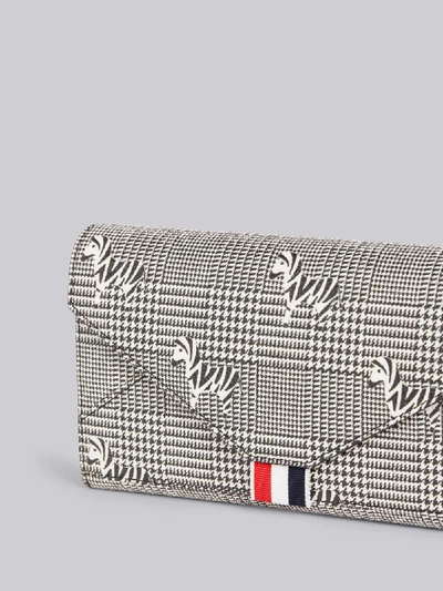 Shop Thom Browne Black And White Pebbled Calfskin Prince Of Wales Zebra Icon Chain Envelope Wallet