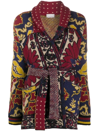 Shop Pierre-louis Mascia Patchwork-print Wool Cardi-coat In Red