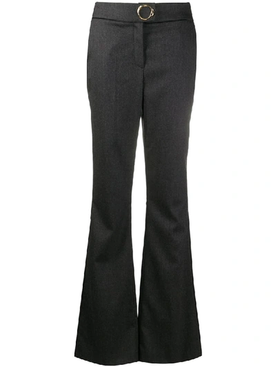 Shop Cavalli Class Metal-embellished Flared Trousers In Grey