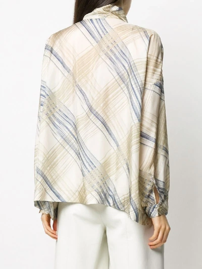 Shop Jejia Pussy-bow Plaid Shirt In Neutrals