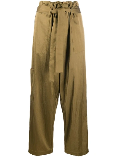 Shop Jejia Multi-pocket Tie-waist Trousers In Neutrals