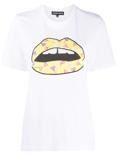 Shop Markus Lupfer Lip-print Crew-neck T-shirt In White