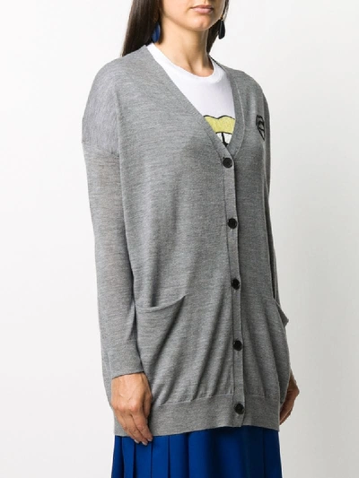 Shop Markus Lupfer Tilly Embroidered Lip Cardigan In Grey