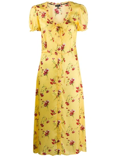 Shop R13 Floral Midi Dress In Yellow