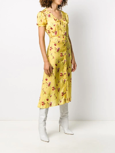 Shop R13 Floral Midi Dress In Yellow