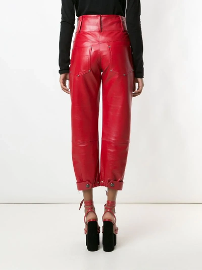 Shop Andrea Bogosian Rich Leather Trousers In Red