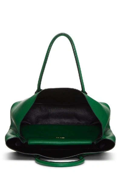 Pre-owned Prada Green Saffiano Double Bag Tote Large