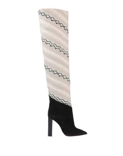 Shop Saint Laurent Knee Boots In Light Grey