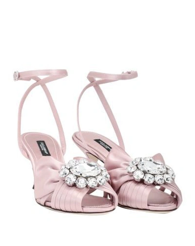 Shop Dolce & Gabbana Woman Sandals Pastel Pink Size 6.5 Textile Fibers