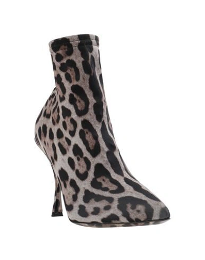 Dolce & Gabbana 90mm Leopard Stretch Jersey Ankle Boots In Beige